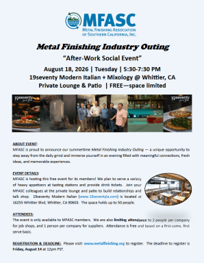 MFASC After-Work Social Event Aug 18 MFASC After-Work Social Event Aug 18